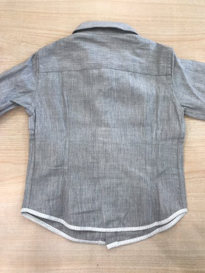 Camicia Nanan manica lunga in cotone grigia con collo a punta