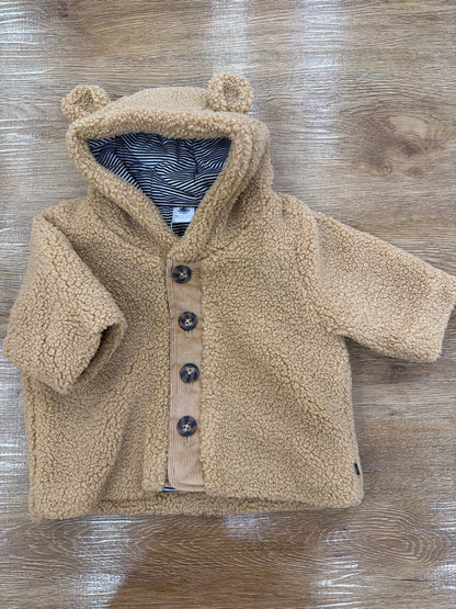 Cappotto Petit Bateau teddy peloso con bottoni e cappuccio con orecchie