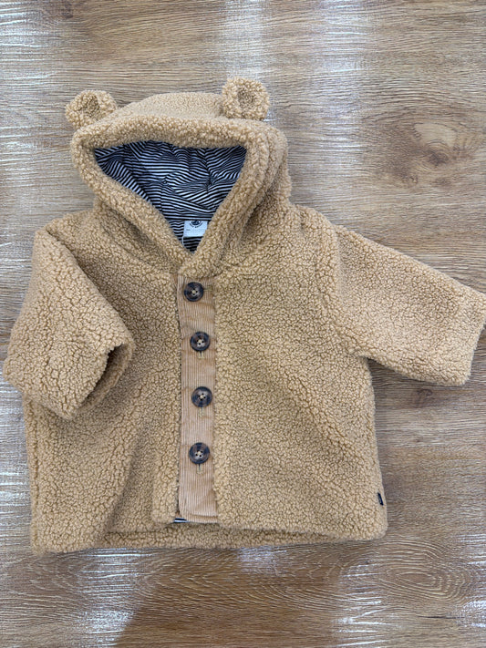 Cappotto Petit Bateau teddy peloso con bottoni e cappuccio con orecchie