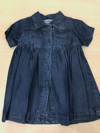 Abito LaLù in jeans mezza manica con bottoncini sul davanti e taschine