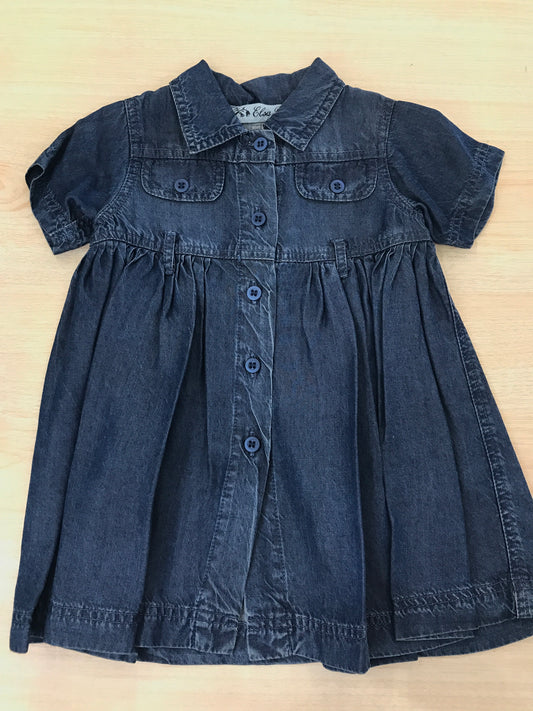 Abito LaLù in jeans mezza manica con bottoncini sul davanti e taschine