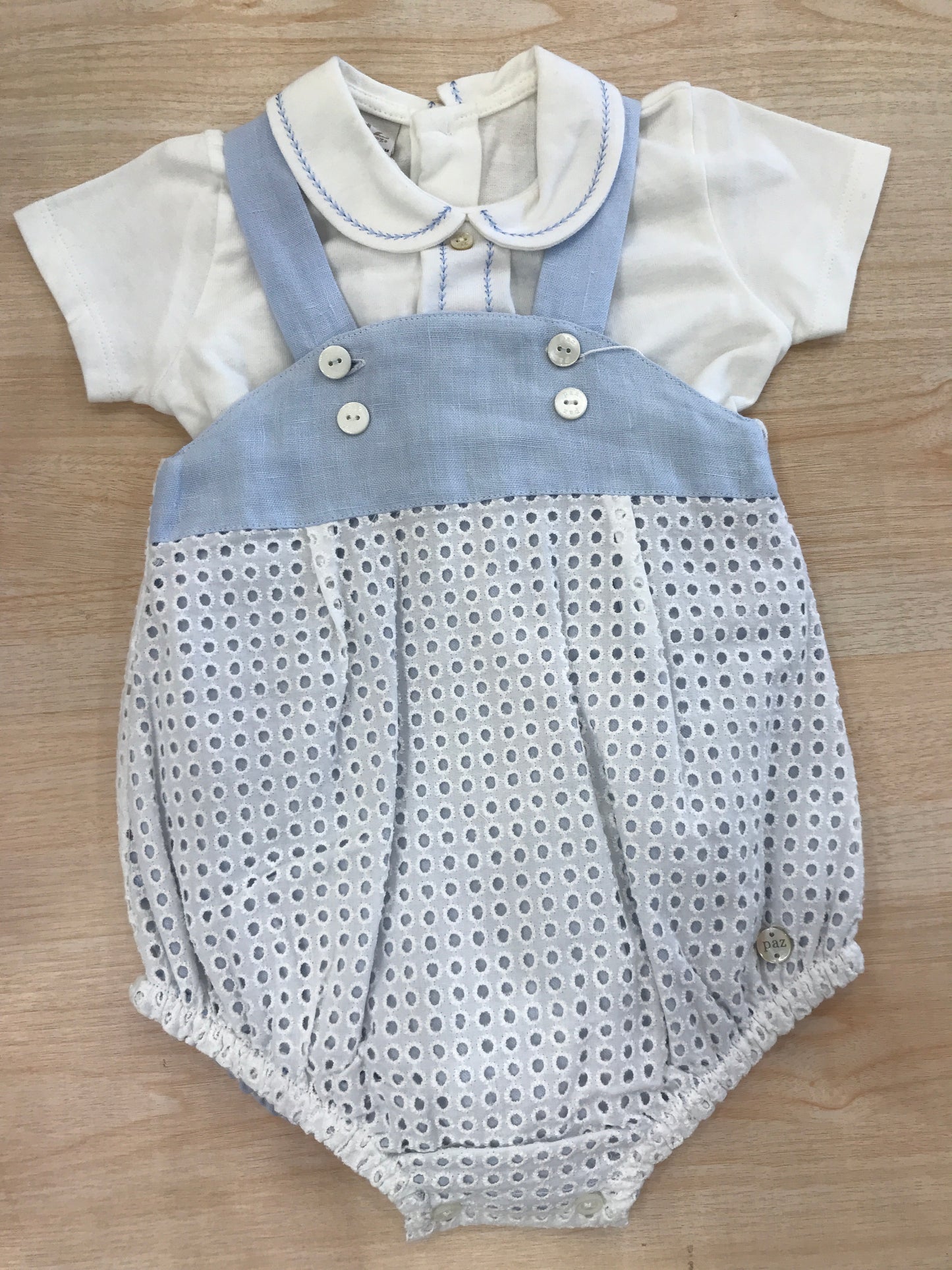 Completo Paz Rodriguez in cotone salopette con bretelle con body mezza manica
