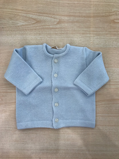 Cardigan Baby Lord in filo celeste con piccoli bottoncini