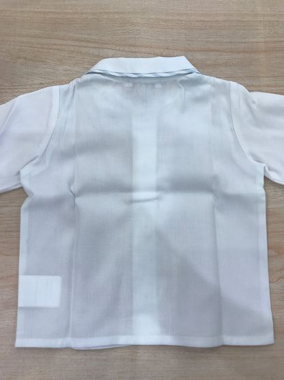 Camicia Colibrì in cotone manica lunga con colletto tondo rifinito celeste