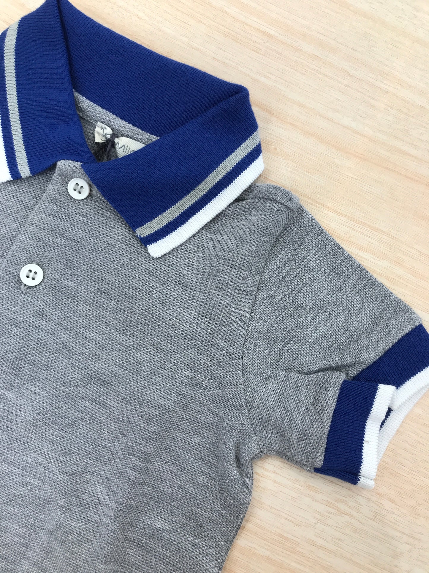 Polo Jo Milano in cotone mezza manica grigia con rifiniture bluette e bianche
