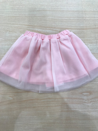 Gonna Coccodè in cotone rosa con applicazione di tulle