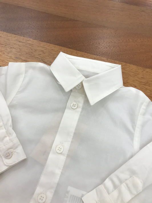 Camicia Pure panna in cotone chiusura a body con collo a punta con bottoncini sul davanti