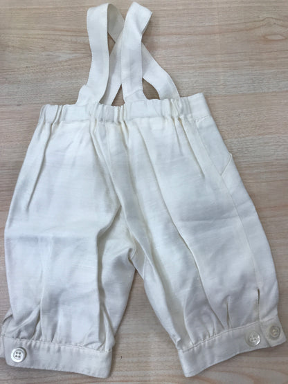 Pantalone Bebè di Almy in cotone panna sbuffo con bretelle