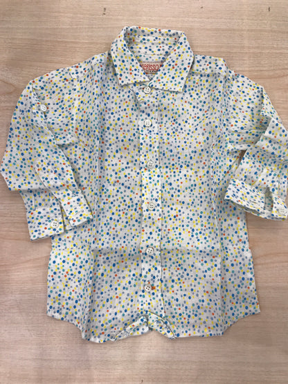 Camicia Croce Fisso Milano in lino manica lunga con piccoli pois colorati