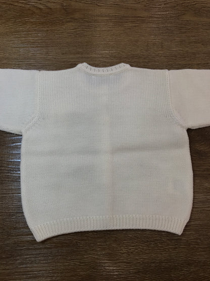 Cardigan Biebi in lana panna basico con piccoli bottoncini