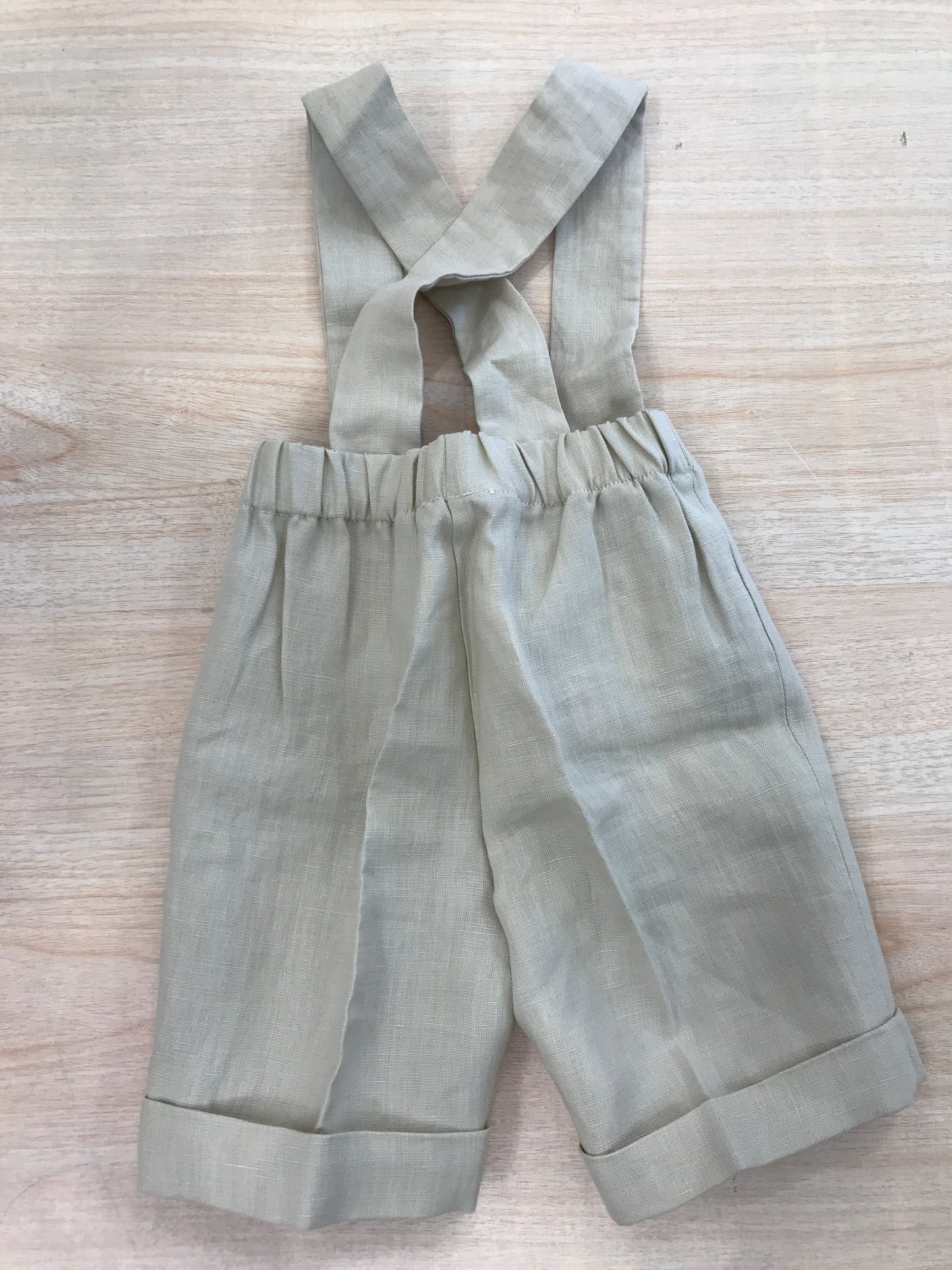 Pantalone Colibrì in lino tortora con bretelle