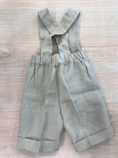 Pantalone Colibrì in lino tortora con bretelle