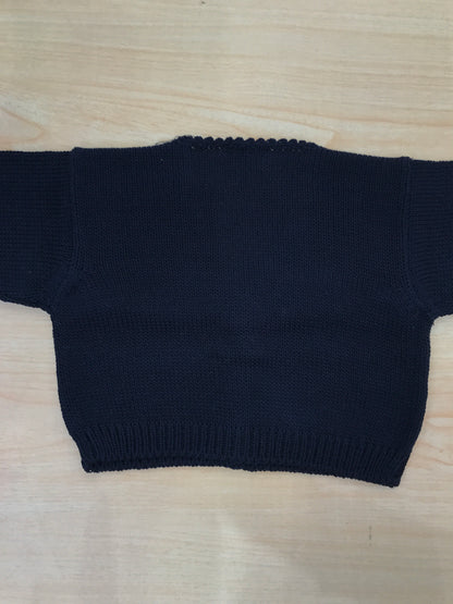 Cardigan Biebi in filo blu scuro scollato con bottoncini sul davanti