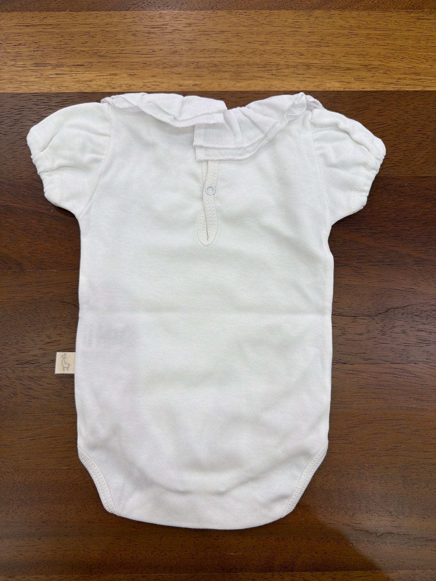 Body Baby Gi in cotone mezza manica con collo con rusche bianca