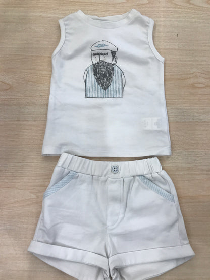 Completo Coccodè in cotone bianco canotta con disegno e pantalone corto
