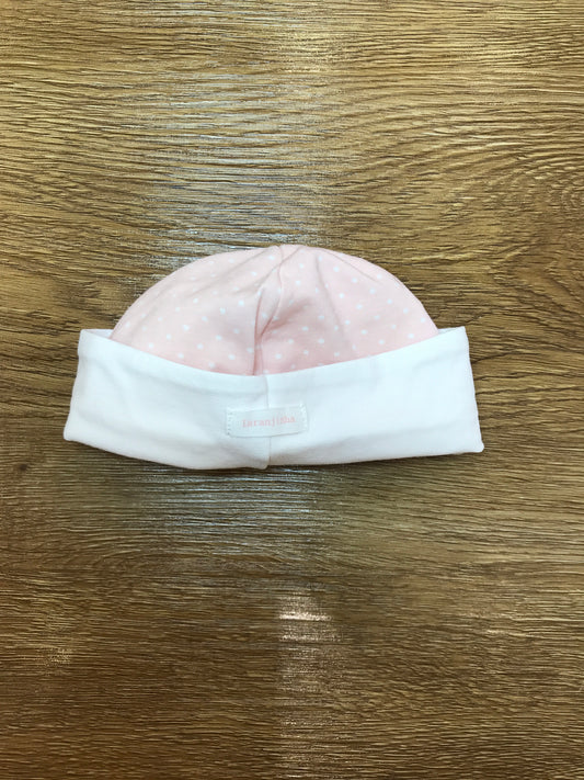 Cappello Laranjinha in cotone rosa con pois bianchi e risvolto