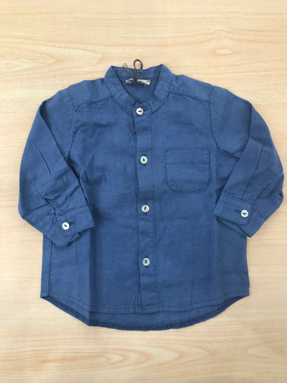 Camicia Jo Milano in lino manica lunga con taschino sul davanti con bottoncini sul davanti
