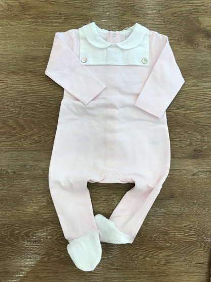 Tutina Laranjinha in cotone rosa intera con collo con pois rosa
