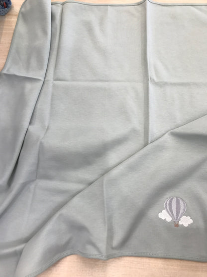 Mussola Baby Gi in cotone verde menta con mongolfiera