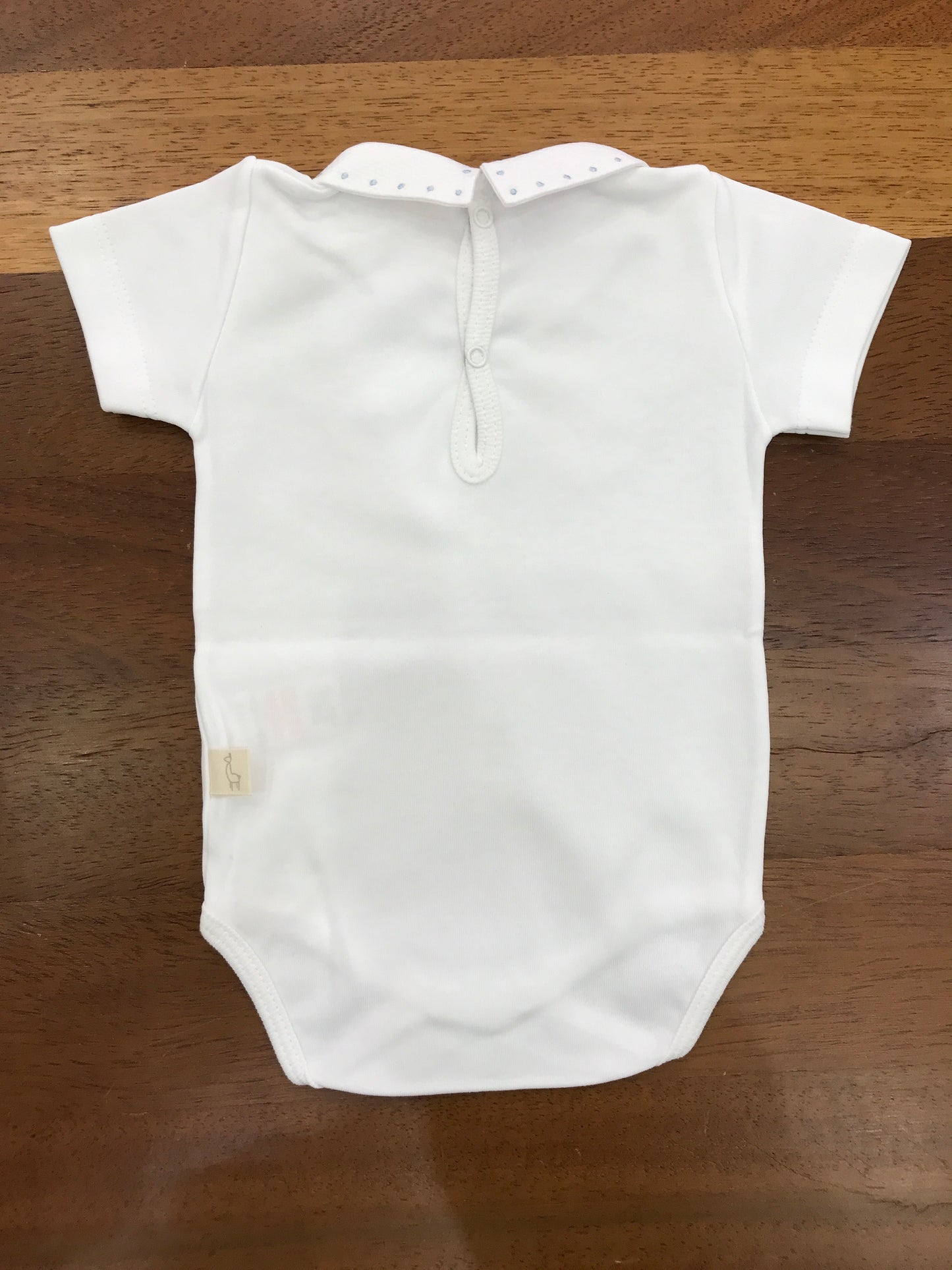 Body Baby Gi in cotone mezza manica con collo con pois celesti