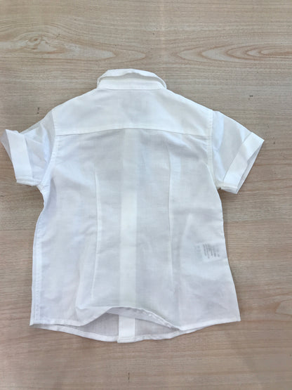 Camicia Cielo Blu bianca mezza manica con collo a punta e bottoni sul davanti