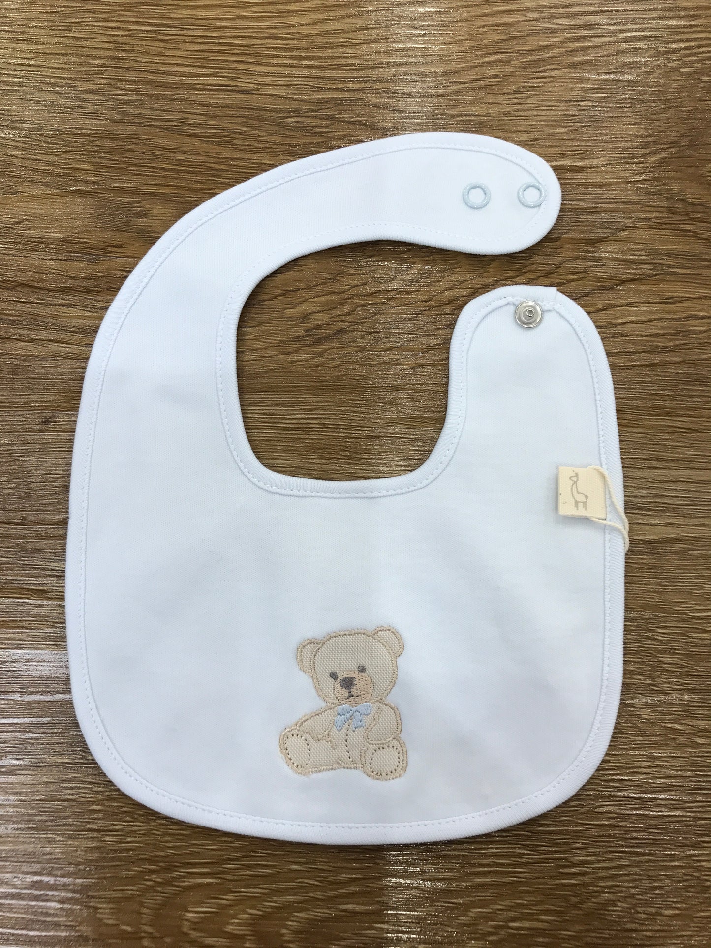 Bavetta Baby Gi in ciniglia celeste con orsetto con fiocchetto celeste