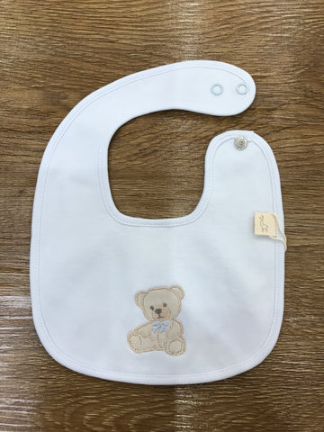 Bavetta Baby Gi in ciniglia celeste con orsetto con fiocchetto celeste