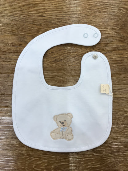 Bavetta Baby Gi in ciniglia celeste con orsetto con fiocchetto celeste