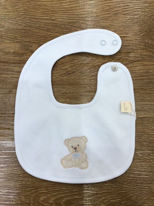 Bavetta Baby Gi in ciniglia celeste con orsetto con fiocchetto celeste
