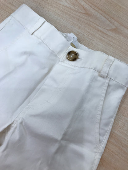 Pantalone Cielo Blu in cotone bianco corto con tasche sul davanti
