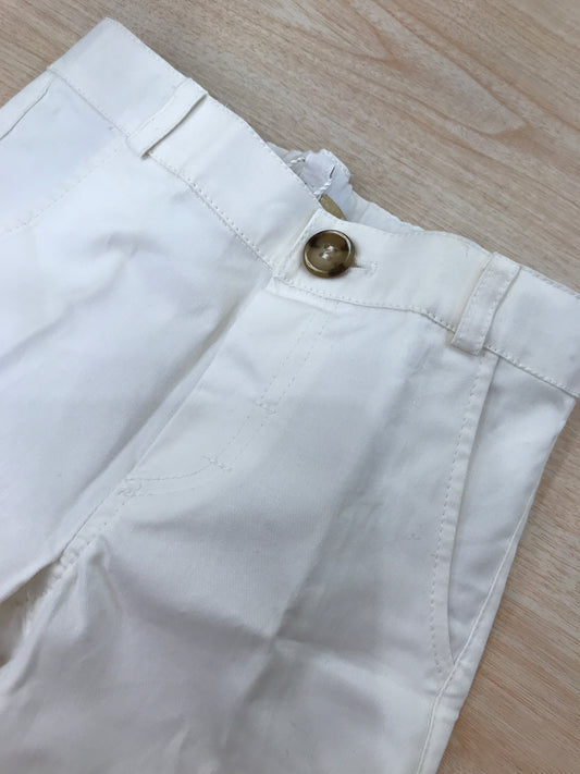 Pantalone Cielo Blu in cotone bianco corto con tasche sul davanti