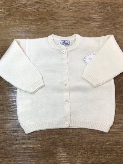 Cardigan Biebi in lana panna basico con piccoli bottoncini