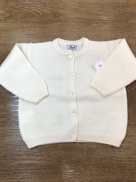 Cardigan Biebi in lana panna basico con piccoli bottoncini