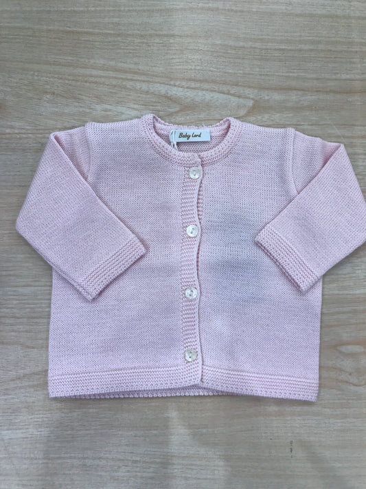 Cardigan Baby Lord in filo con piccoli bottoncini rosa chiaro
