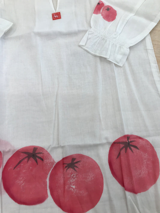Copricostume Al agua Patos in cotone bianco manica lunga con pomodori rossi