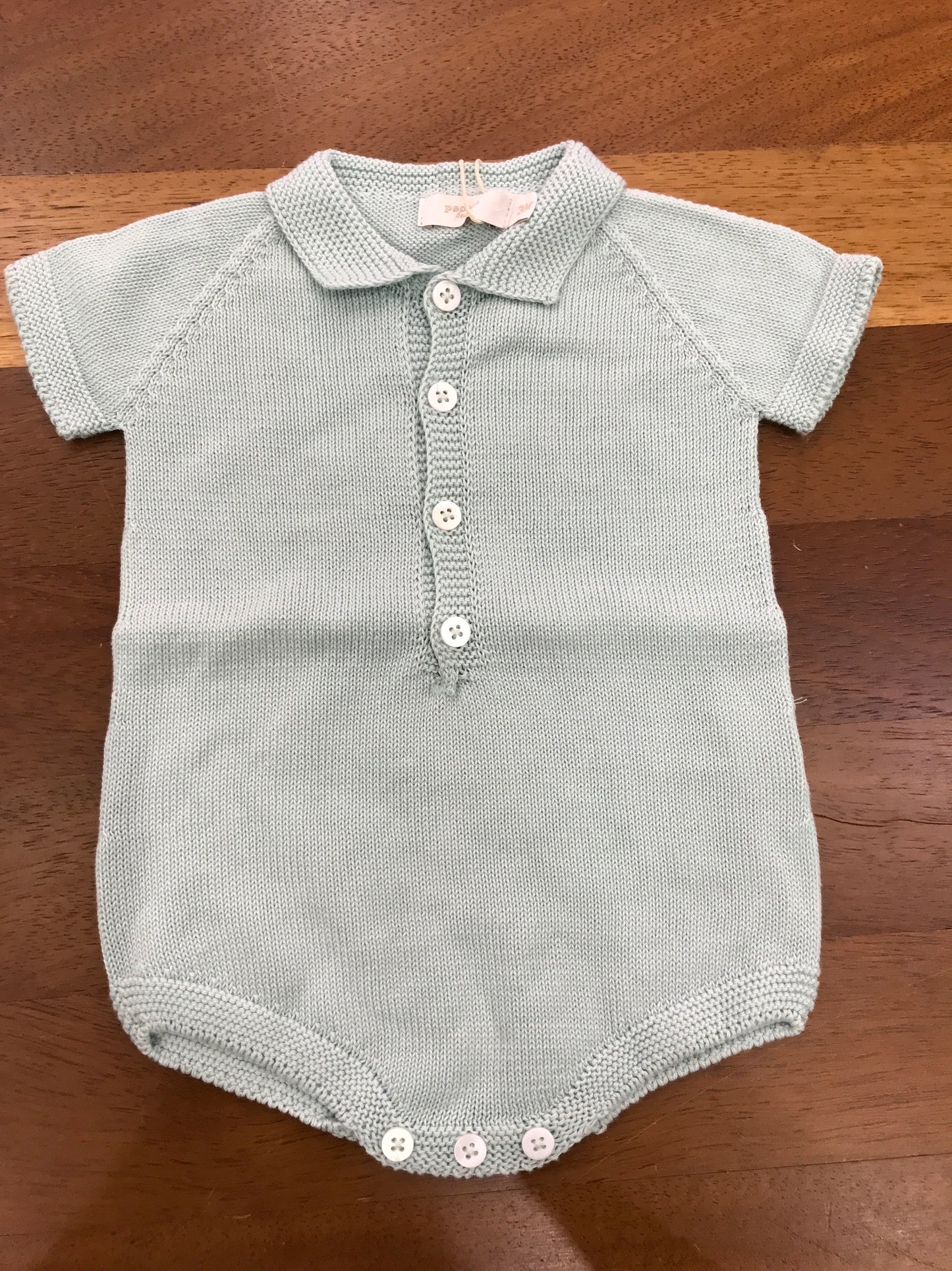 Pagliaccetto PCS in filo mezza manica verde menta con collo a punta con bottoncini sul davanti