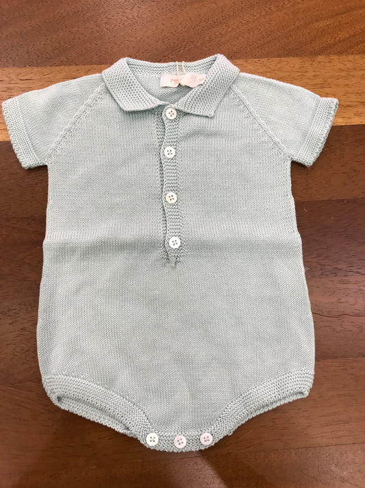 Pagliaccetto PCS in filo mezza manica verde menta con collo a punta con bottoncini sul davanti