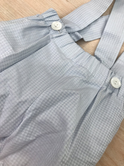 Pantalone Colibrì a sbuffo con bretelle con rifiniture celesti