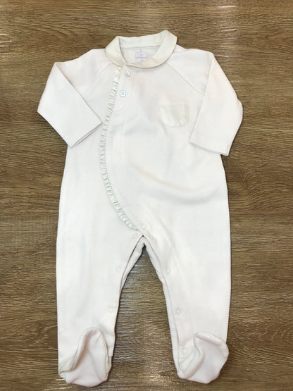 Tutina Laranjinha in caldo cotone beige intera con piedini e rusche trasversale