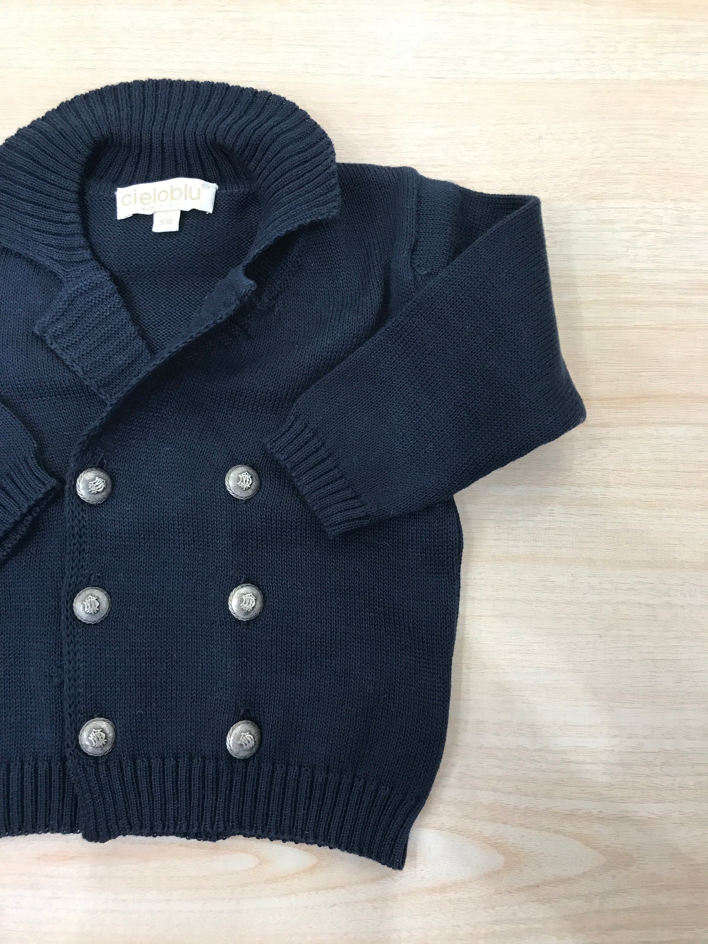Cardigan Cielo Blu in filo manica lunga con doppio petto sul davanti