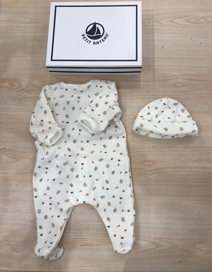 Set Petit Bateau natalizio in ciniglia tutina intera con cappellino