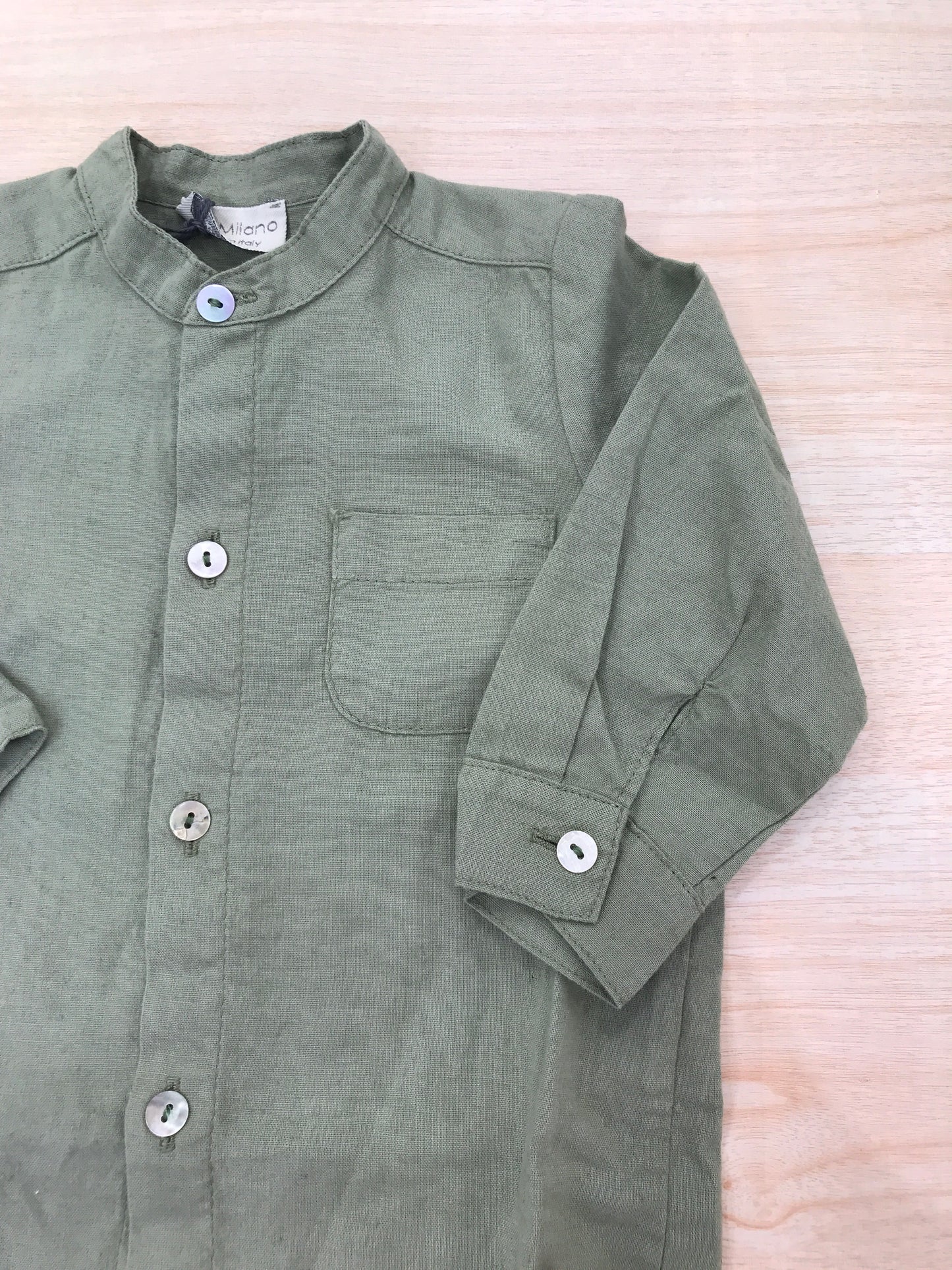 Camicia Jo Milano coreana con taschino e bottoni perlati