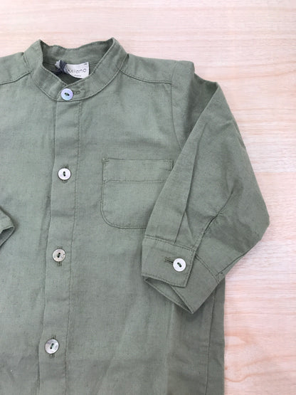 Camicia Jo Milano coreana con taschino e bottoni perlati