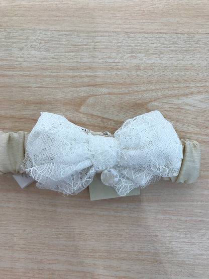 Fascia Le Bebè in cotone con fiocco in pizzo bianco applicato sul davanti