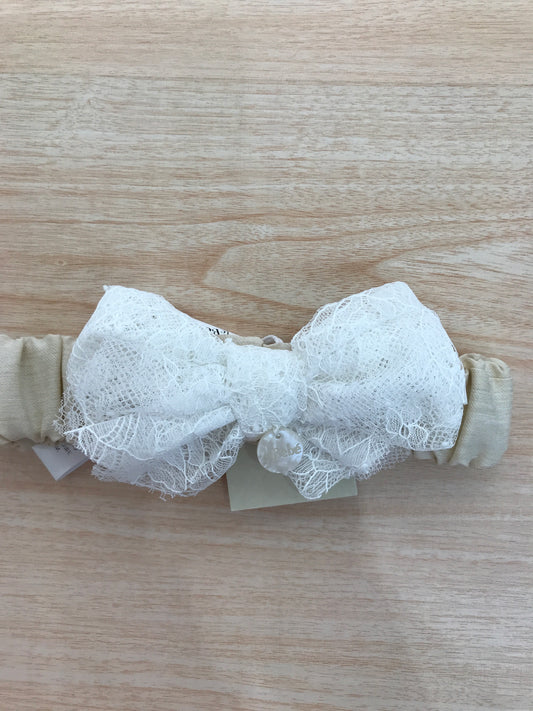 Fascia Le Bebè in cotone con fiocco in pizzo bianco applicato sul davanti