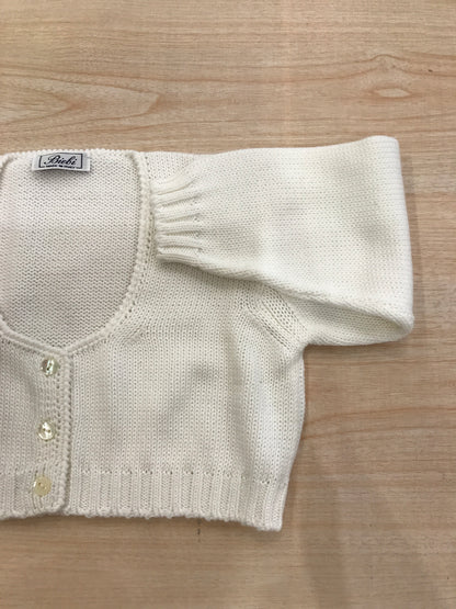 Cardigan Biebi in filo panna scollato con tre piccoli bottoncini