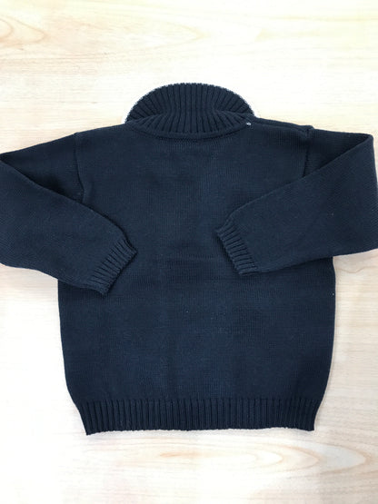 Cardigan Cielo Blu in filo blu scuro con bottoncini sul davanti colletto rifinito in bianco