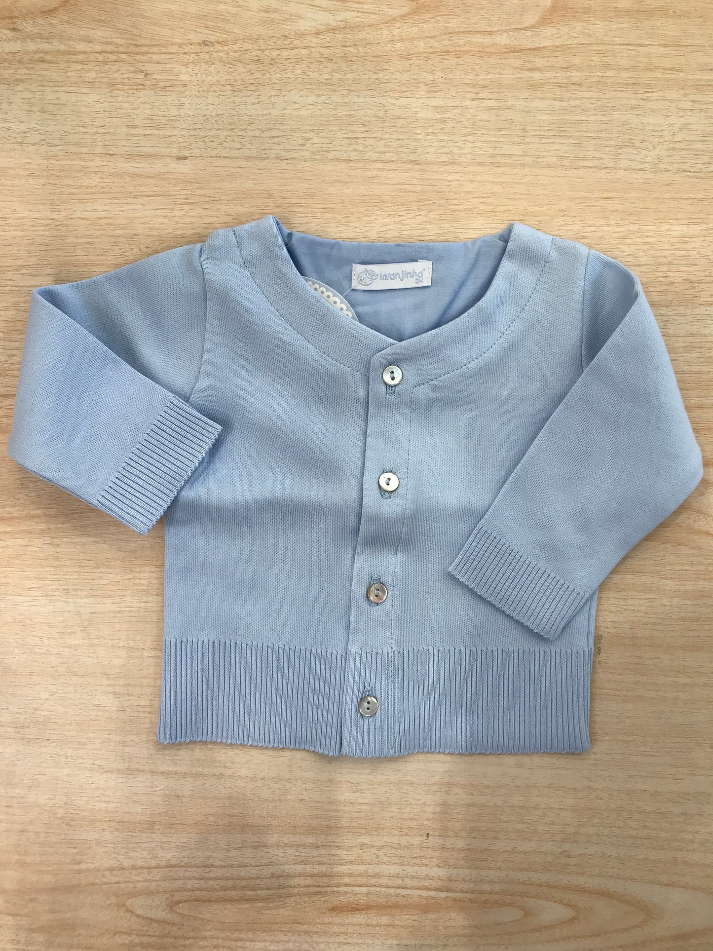 Cardigan Laranjinha in cotone con bottoncini e rigato in basso