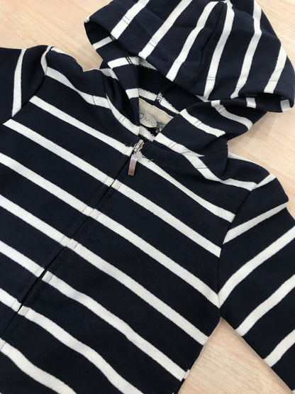 Felpa Jo Milano in cotone bianco e blu a righe con zip e cappuccio