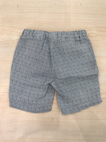 Pantalone Nanan in cotone blu scuro e panna con elastico in vita